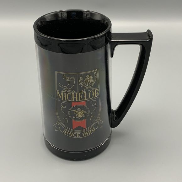 Thermo Serv Tall Black Michelob Beer USA Insulated Mug Plastic 16 oz Tailgating - Picture 1 of 7